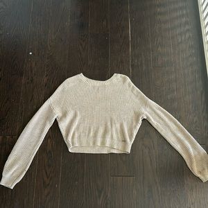Hollister Cropped Cream Knit Sweater Size XS